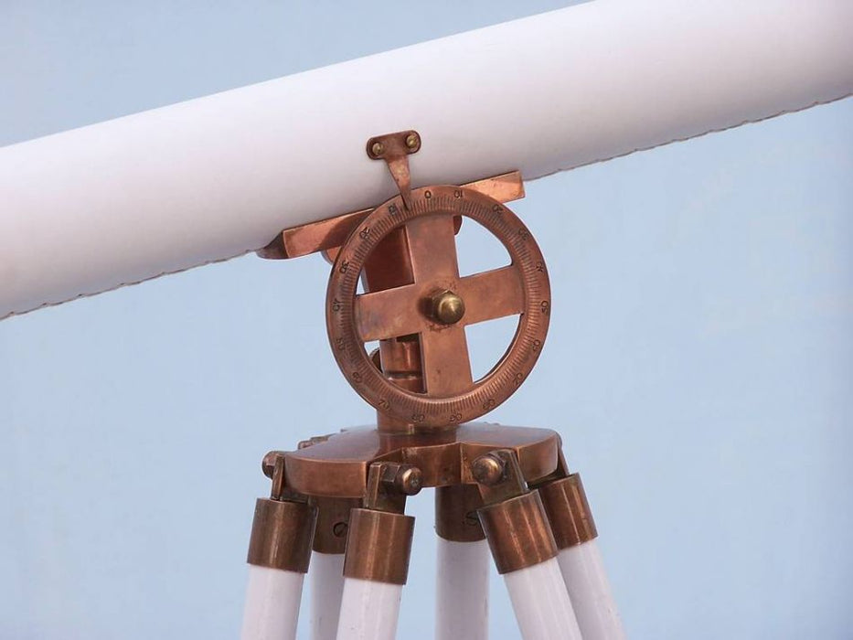 Hampton Nautical 65-Inch Floor Standing Antique Copper with White Leather Griffith Astro Telescope Body Dial