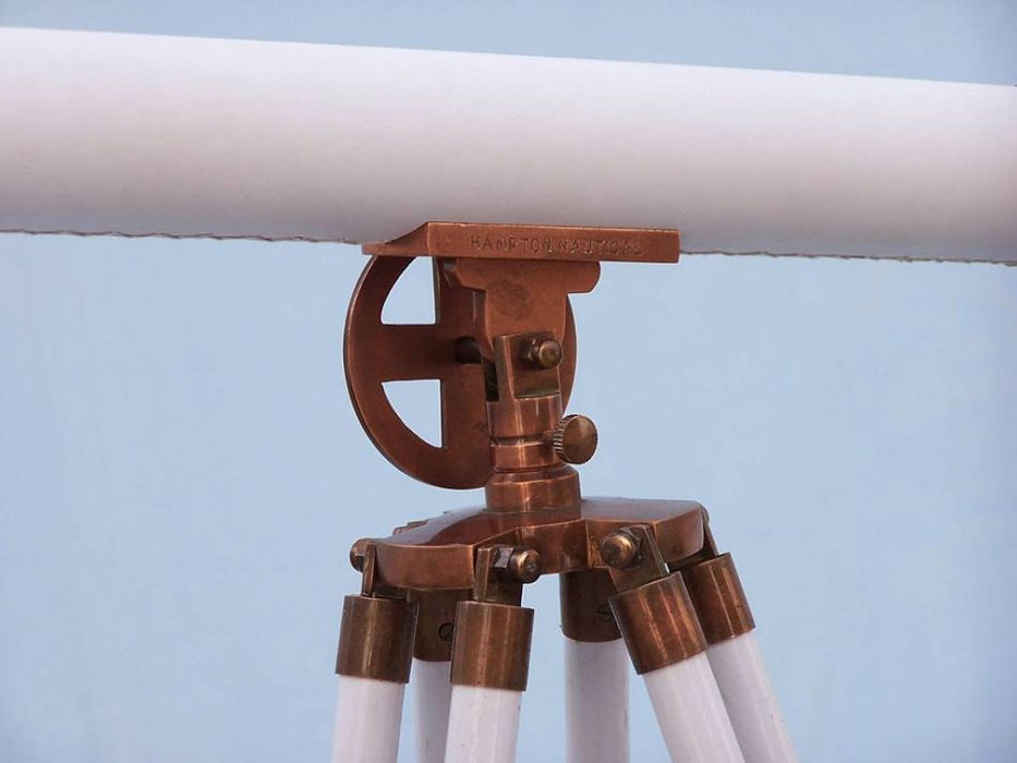 Hampton Nautical 65-Inch Floor Standing Antique Copper with White Leather Griffith Astro Telescope Tripod Body with Knob