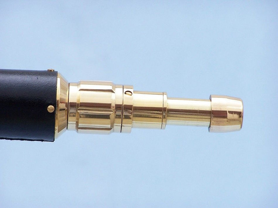 Hampton Nautical 65-Inch Floor Standing Brass and Leather Anchormaster Telescope Extended Eyepiece