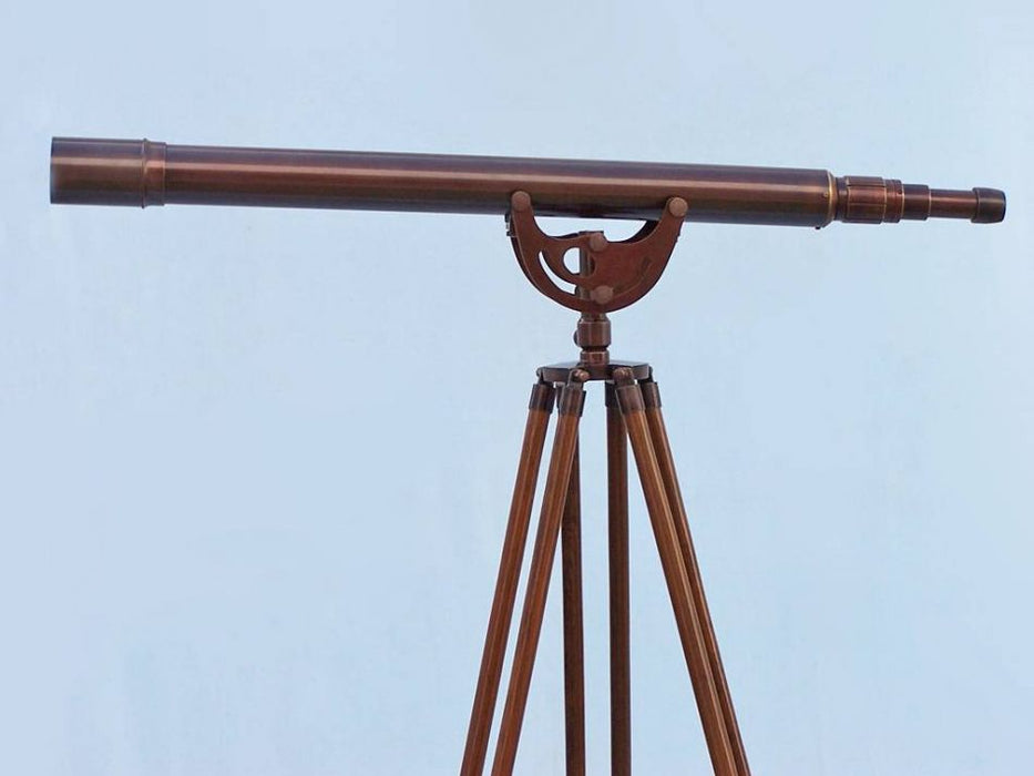 Hampton Nautical 65-Inch Floor Standing Bronzed Anchormaster Telescope Body Side Profile Left