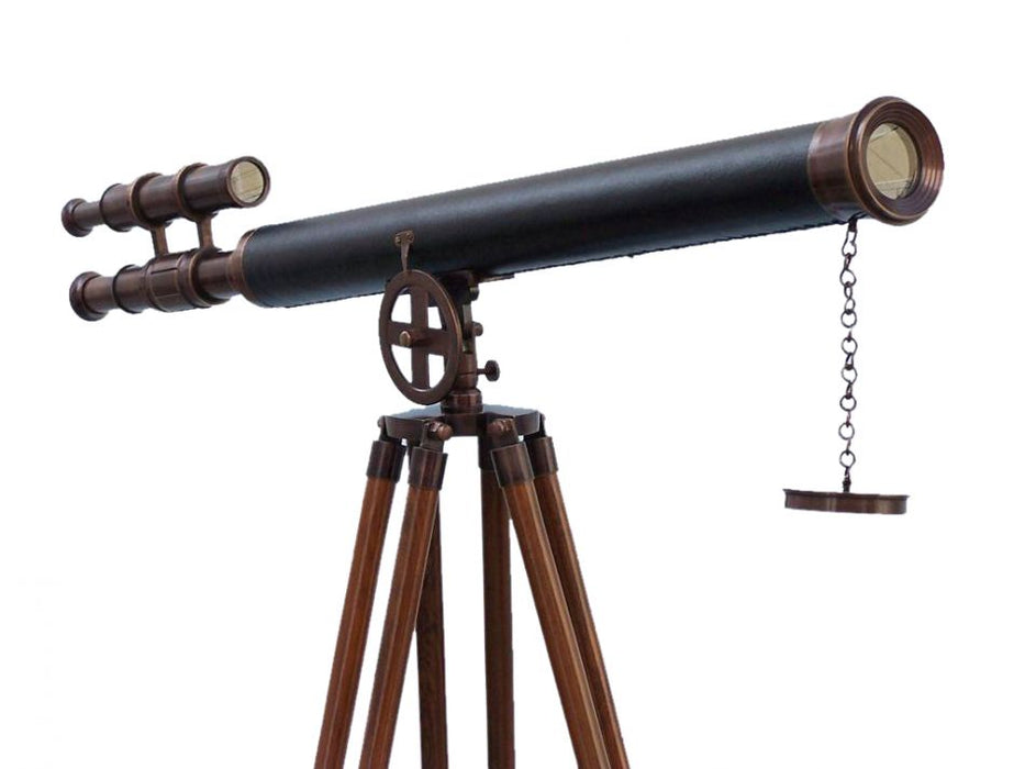 Hampton Nautical 65-Inch Floor Standing Bronzed with Leather Griffith Astro Telescope