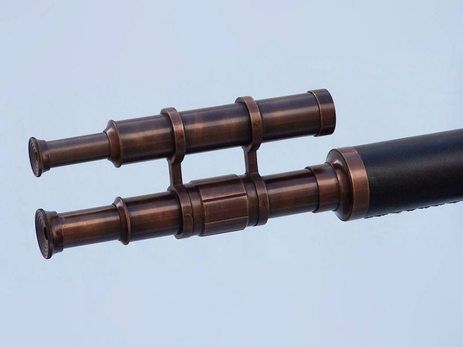 Hampton Nautical 65-Inch Floor Standing Bronzed with Leather Griffith Astro Telescope Extended Eyepiece and Viewfinder