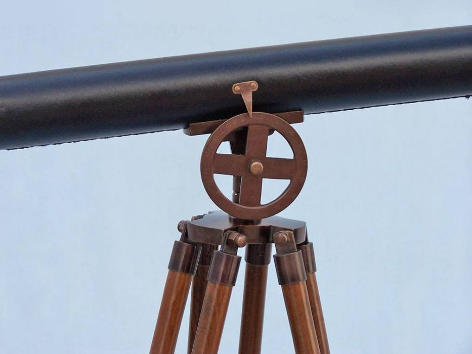 Hampton Nautical 65-Inch Floor Standing Bronzed with Leather Griffith Astro Telescope on Tripod Base Scale Dial