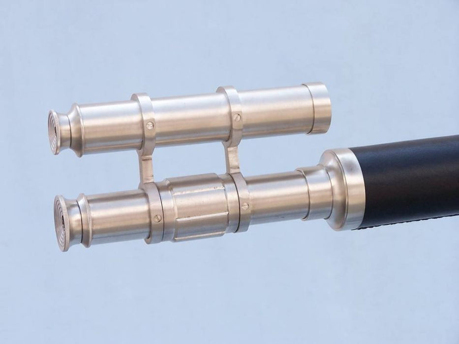 Hampton Nautical 65-Inch Floor Standing Brushed Nickel with Leather Griffith Astro Telescope Body Eyepiece and Viewfinder