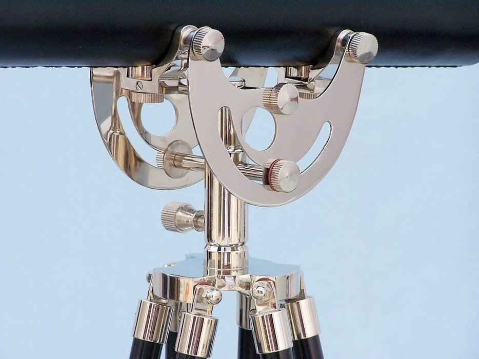 Hampton Nautical 65-Inch Floor Standing Chrome-Leather Anchormaster Telescope Tripod Body Base with Knob