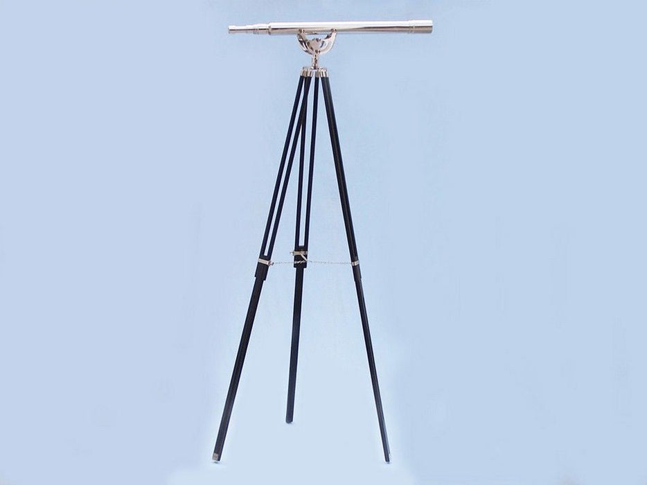 Hampton Nautical 65-Inch Floor Standing Chrome Anchormaster Telescope Body Mounted on Tripod with Extended Legs