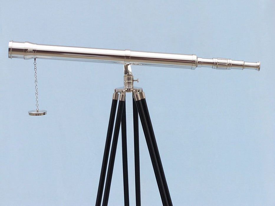 Hampton Nautical 65-Inch Floor Standing Chrome Galileo Telescope Body Side Profile Left