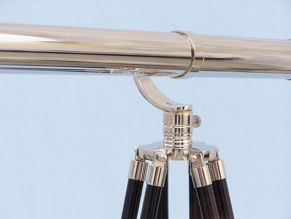 Hampton Nautical 65-Inch Floor Standing Chrome Galileo Telescope Body Tripod Left Profile