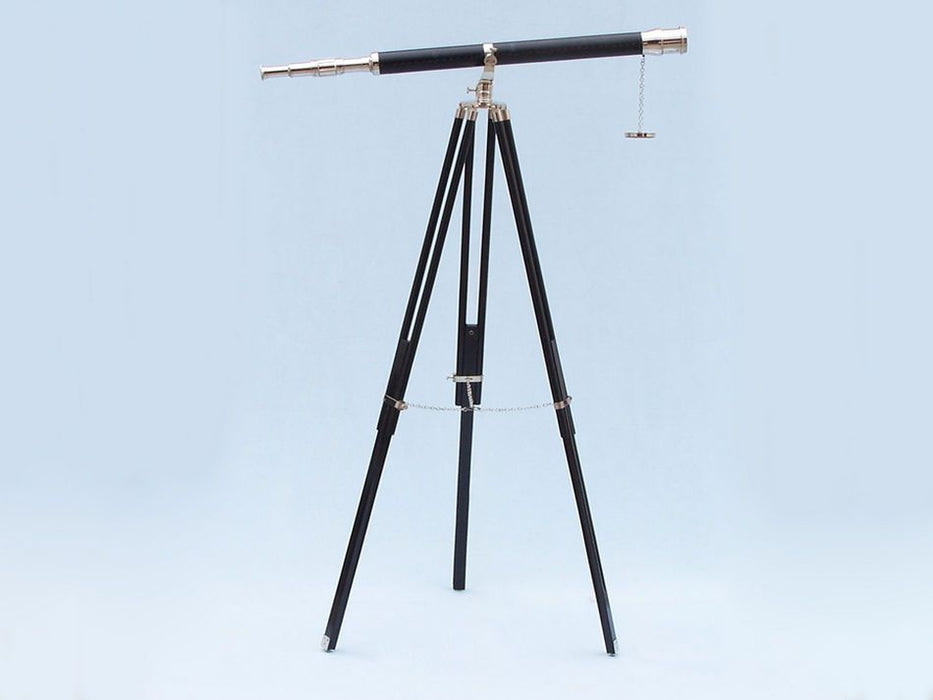 Hampton Nautical 65-Inch Floor Standing Chrome and Leather Galileo Telescope and Tripod