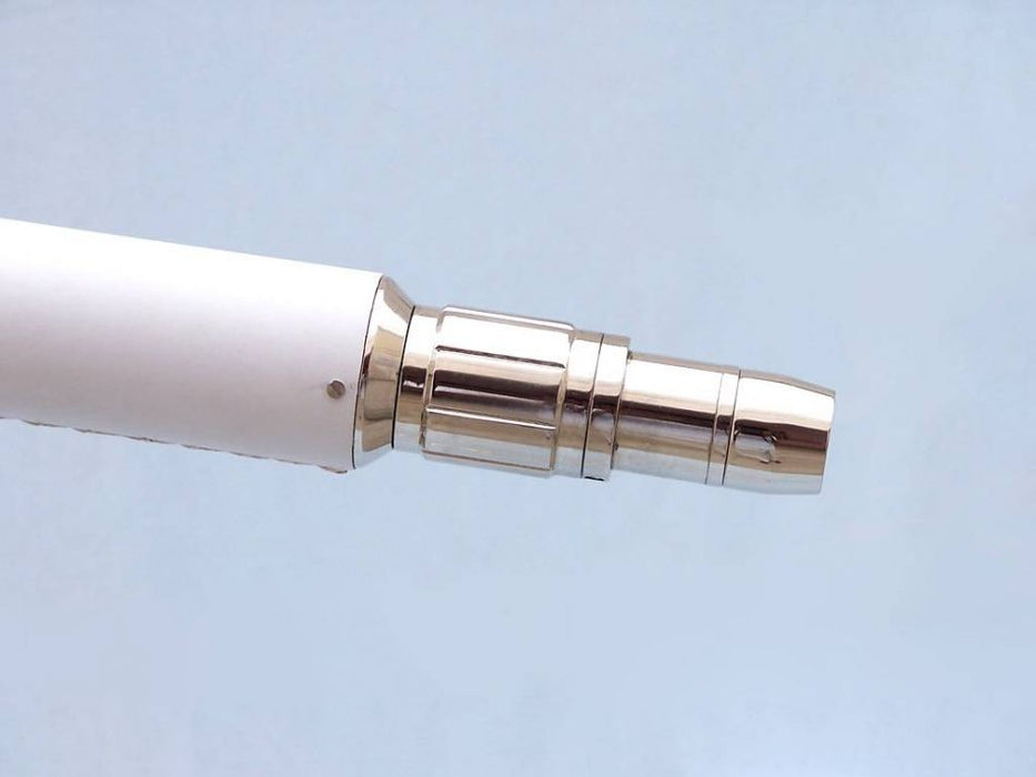 Hampton Nautical 65-Inch Floor Standing Chrome with White Leather Anchormaster Telescope Body Eyepiece