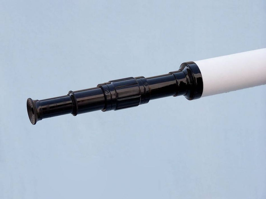 Hampton Nautical 65-Inch Floor Standing Oil-Rubbed Bronze-White Leather With Black Stand Galileo Telescope Rear Body Eyepiece