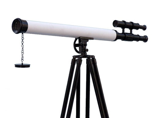 Hampton Nautical 65-Inch Floor Standing Oil-Rubbed Bronze White Leather With Black Stand Griffith Astro Telescope