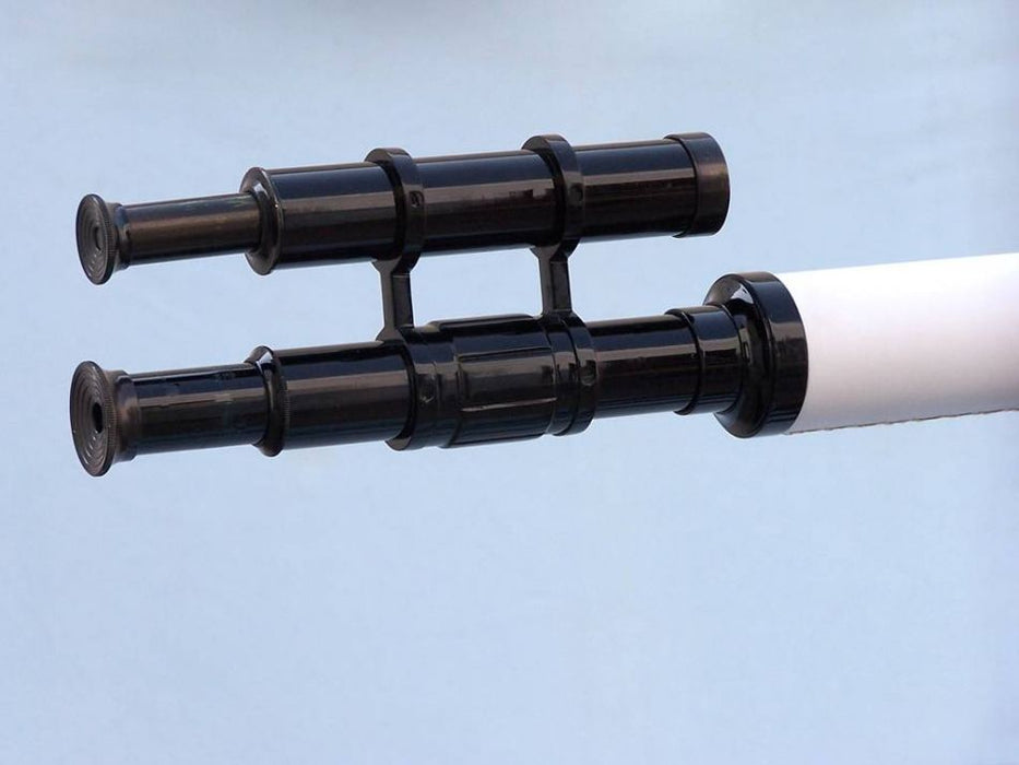 Hampton Nautical 65-Inch Floor Standing Oil-Rubbed Bronze White Leather With Black Stand Griffith Astro Telescope Extended Eyepiece and Viewfinder