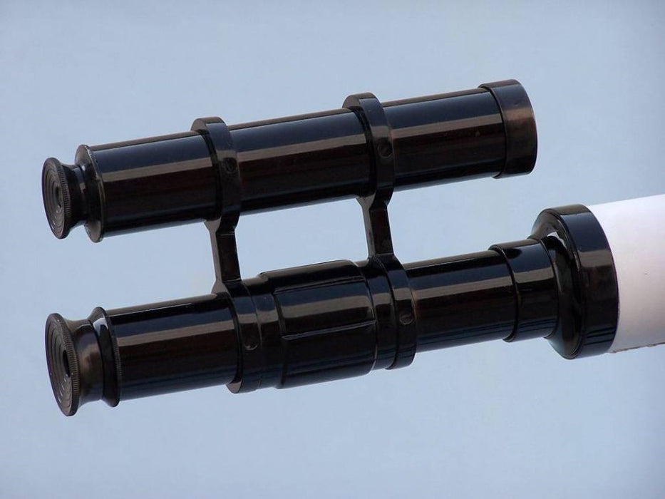 Hampton Nautical 65-Inch Floor Standing Oil-Rubbed Bronze White Leather With Black Stand Griffith Astro Telescope Eyepiece and Viewfinder