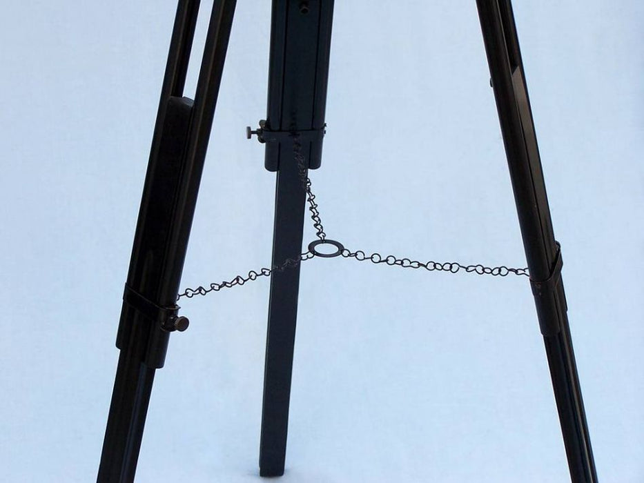 Hampton Nautical 65-Inch Floor Standing Oil-Rubbed Bronze White Leather With Black Stand Griffith Astro Telescope Tripod Leg Chain