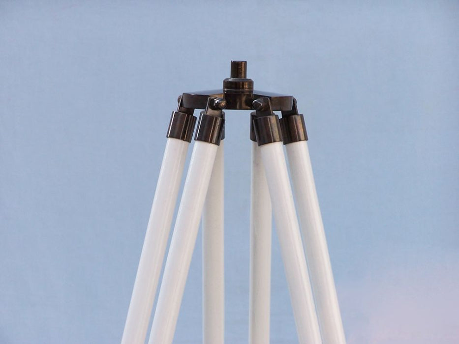 Hampton Nautical 65-Inch Floor Standing Oil-Rubbed Bronze and White Leather Anchormaster Telescope Tripod Base