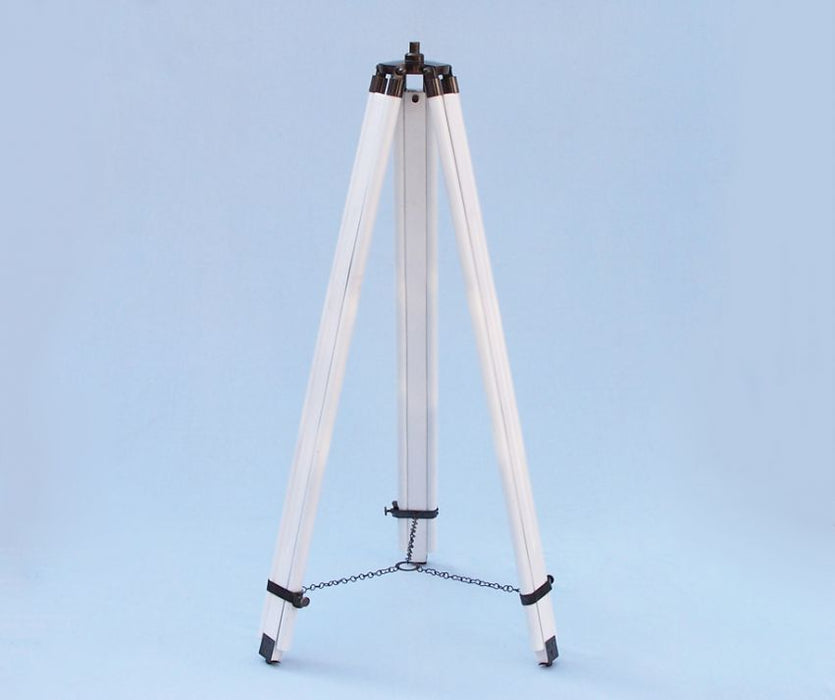 Hampton Nautical 65-Inch Floor Standing Oil-Rubbed Bronze and White Leather Anchormaster Telescope Tripod Legs with Chain