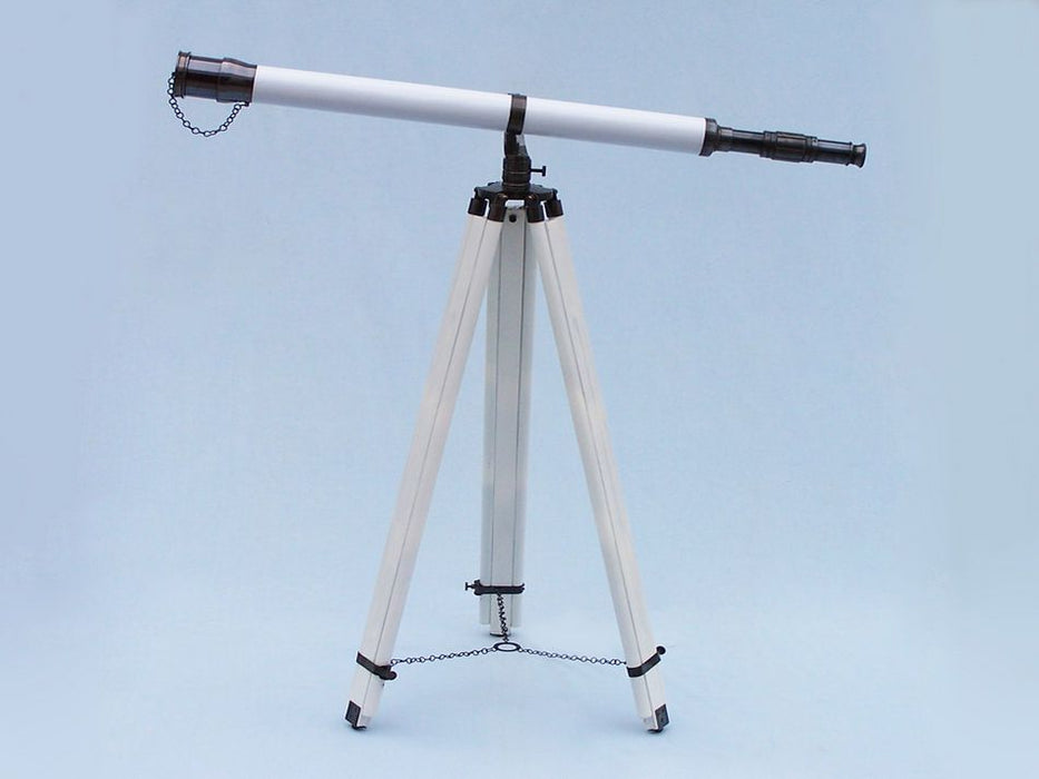 Hampton Nautical 65-Inch Floor Standing Oil Rubbed Bronze and White Leather Galileo Telescope Body Side Profile Left