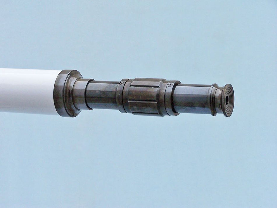 Hampton Nautical 65-Inch Floor Standing Oil Rubbed Bronze and White Leather Galileo Telescope Eyepiece