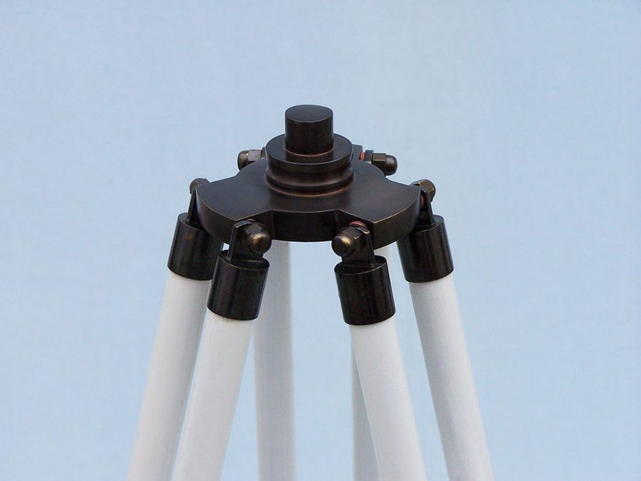 Hampton Nautical 65-Inch Floor Standing Oil Rubbed Bronze and White Leather Galileo Telescope Tripod Base