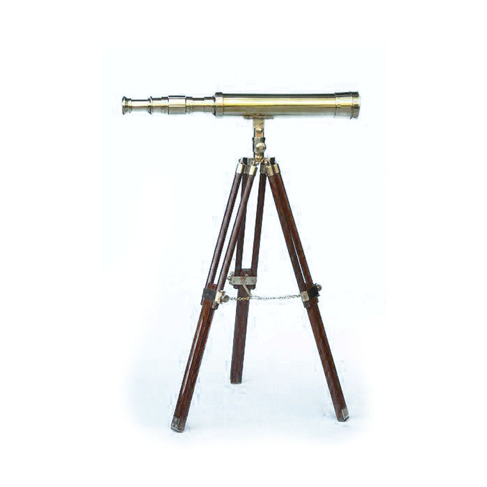 Stanley London 38mm Engravable Polished Brass Harbormaster Brass Telescope w/ Hardwood Tripod