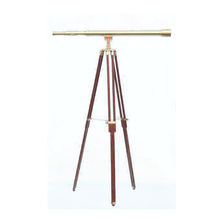 Stanley London 50mm Engravable Premium Brass Harbormaster Telescope w/ Mahogany Tripod