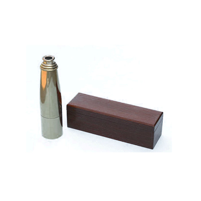 Stanley London 54mm Engravable Premium Brass Spyglass Telescope w/ Mahogany Case