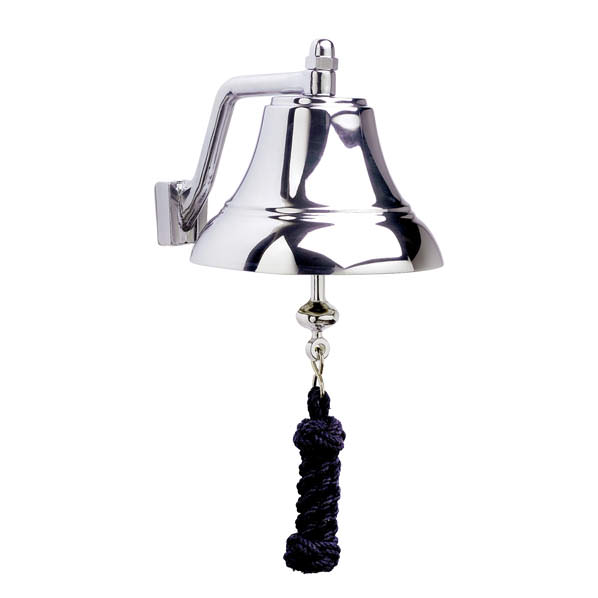 Weems & Plath 6-Inch Chrome Bell with Navy Monkey's Fist Lanyard