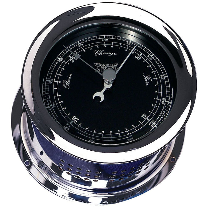Weems & Plath Chrome Plated Atlantis Premiere Barometer w/ Black Dial & White Scale