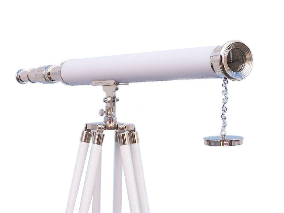 Hampton Nautical 60-inch Hampton Collection Chrome with Leather Harbor Master Telescope