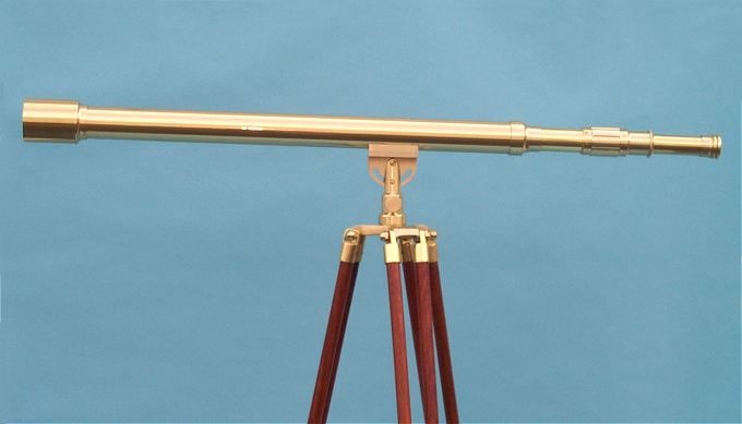 Stanley London 50mm Engravable Premium Brass Harbormaster Telescope w/ Mahogany Tripod