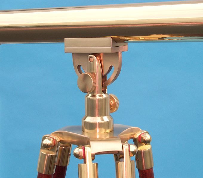 Stanley London 50mm Engravable Premium Brass Harbormaster Telescope w/ Mahogany Tripod