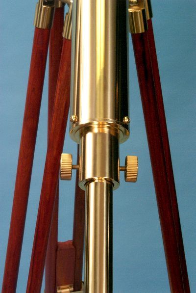 Stanley London 60mm Engravable Brass Harbormaster Telescope w/ Mahogany Tripod
