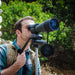 A Man Using the Barska 25-125x88mm WP Benchmark Spotting Scope Outdoors