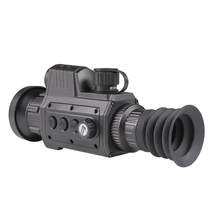 Alpen Apex LRF 50mm Mounted Thermal Riflescope - Angled Side View Showing Eyepiece and Adjustment Controls