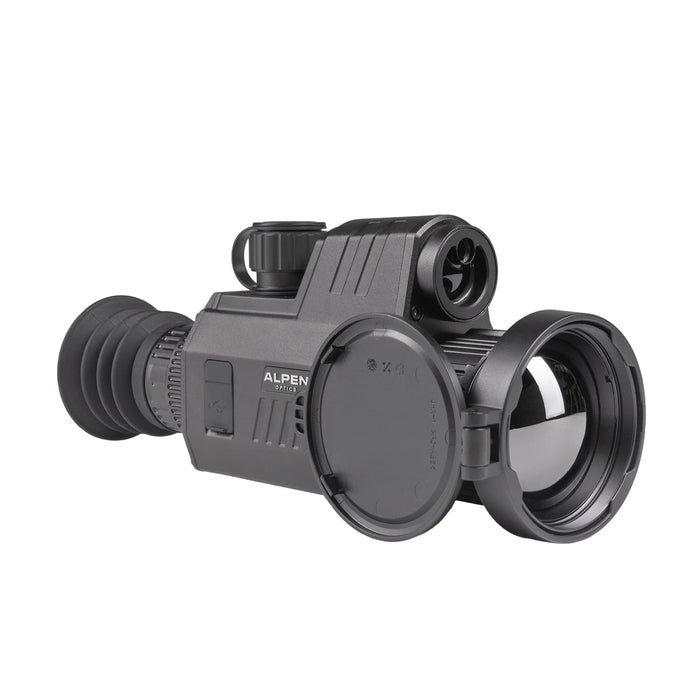 Alpen Apex LRF 50mm Mounted Thermal Riflescope - Front Angled View With Objective Lens Cover