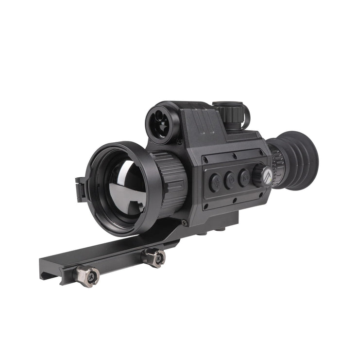 Alpen Apex LRF 50mm Mounted Thermal Riflescope - Front Angled View With Rifle Mount