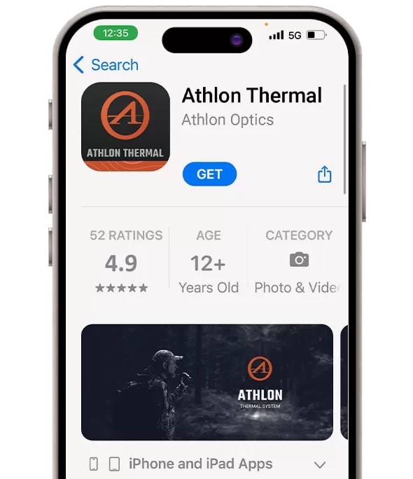Athlon Cronus 2.6-10.4x ATS 35ML-400 Thermal Monocular Mobile App