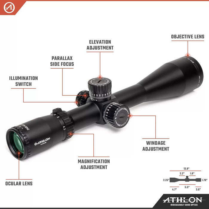 Athlon Optics Ares BTR GEN2 4.5-27x50mm APLR4 FFP IR MOA HD Riflescope Body Parts