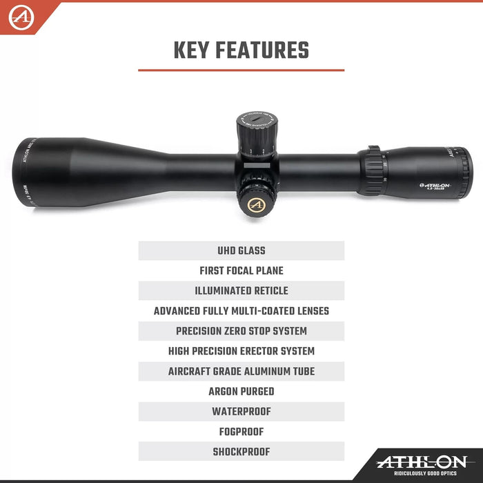 Athlon Optics Ares ETR 4.5-30x56 APRS6 FFP IR MIL UHD Riflescope Key Features