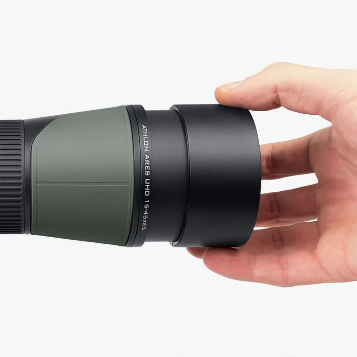 Athlon Optics Ares G2 15-45×65mm UHD Angled Spotting Scope Sunshade
