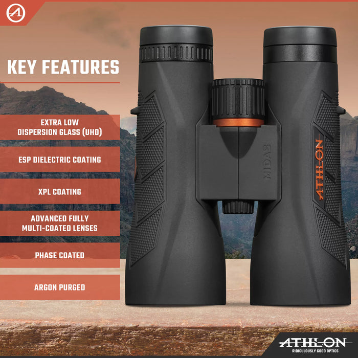 Athlon Optics Midas G2 12×50mm UHD Binoculars Features