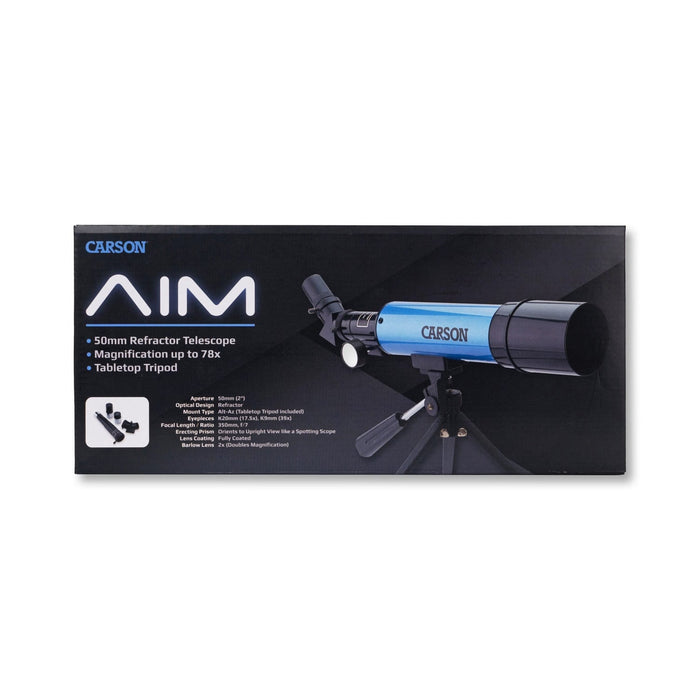 Carson Aim™ 17.5-80x50mm Refractor Telescope with Tripod Front Box