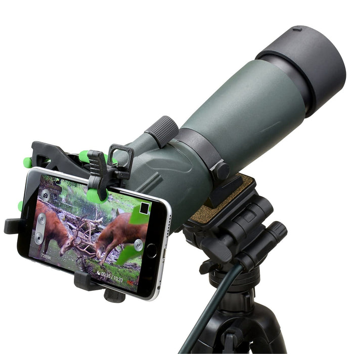 Carson HookUpz™ 2.0 Universal Smartphone Digiscoping Adapter In Used to Telescope