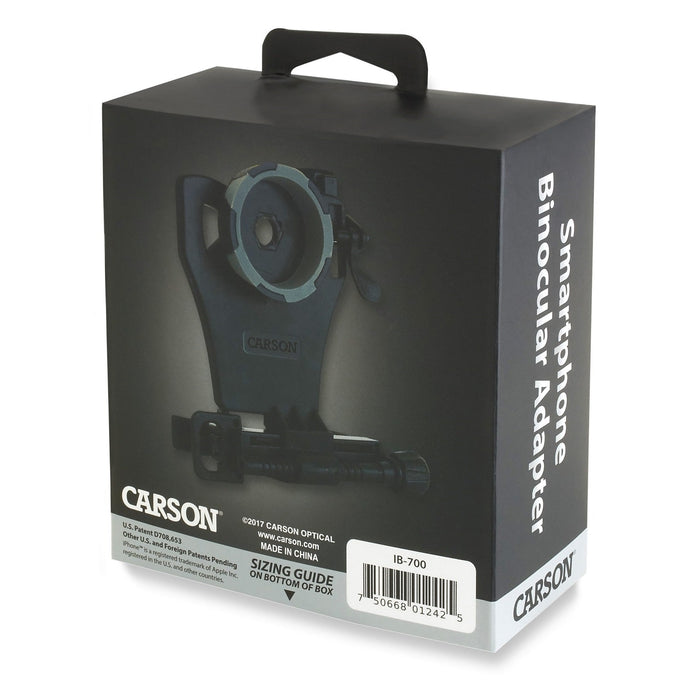 Carson HookUpz™ Binocular Smartphone Digiscoping Adapter Back of Box