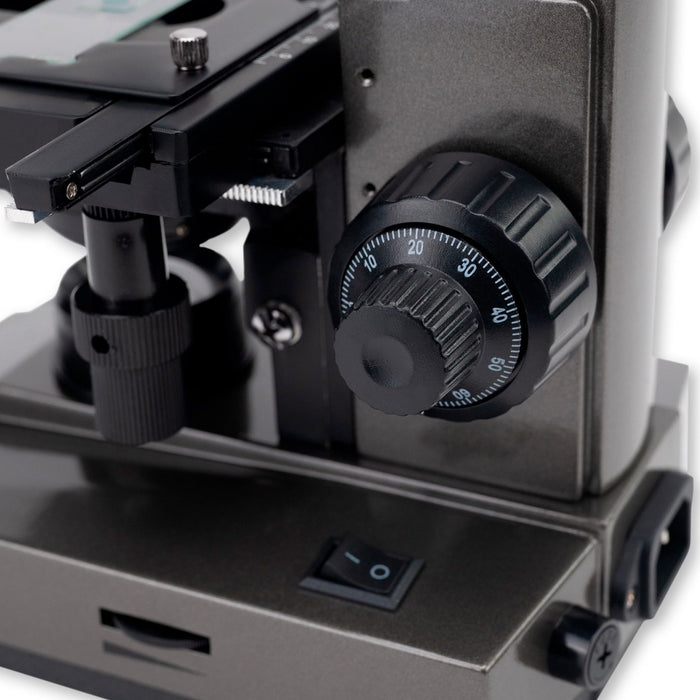 Carson Intermediate 100x-1000x LED Compound Microscope with Mechanical Stage Coarse Adjustment Knobs