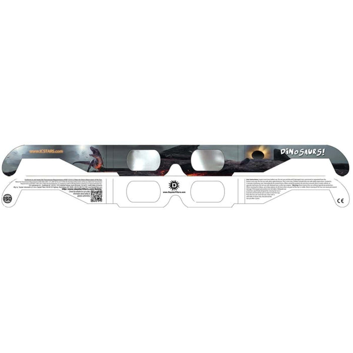 Daystar Dinosaurs! Style Funner Eclipse Solar Glasses Body Front and Back Profile