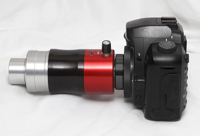 Daystar Filters Quark to T Adapter Attached to a Camera