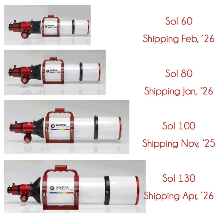 Daystar Sol 100mm f/14.5 Dedicated Hydrogen-Alpha Solar Telescope - Model #SOL100mm - Variants and Date Availabilities