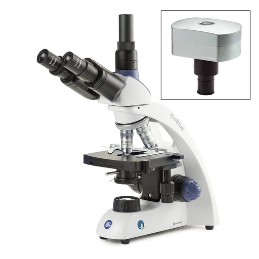 Euromex BioBlue Trinocular Microscope SMP, 4/10/S40/S100x Oil Objective with Camera - EBB-4253-DC18